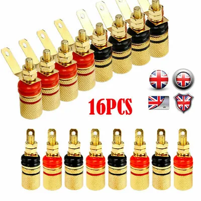 £9.99 • Buy 16x Gold Plated Speaker Terminal Binding Post Amplifier Connector For 4mm Plug
