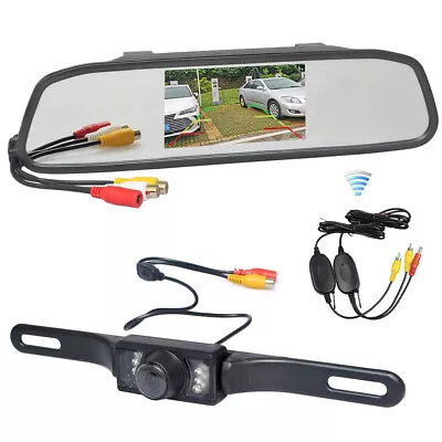 Wireless Rear View Night Vision Reversing Backup Camera Kit+ 4.3  Mirror Monitor • $80