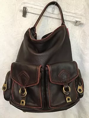 Marc By Marc Jacobs Handbag Brown Leather Hobo Wine Trim One Handle • $270