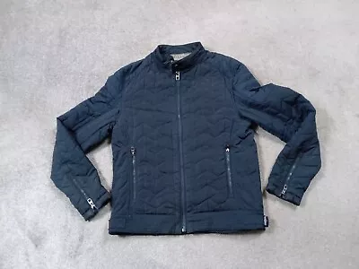 Zara Man Quilted Jacket Black Lightly Padded Full Zip Size Medium • £17.52