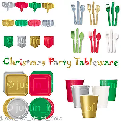 £2.95 • Buy CHRISTMAS Plain Disposable Solid Colours Party TABLEWARE For Catering Events   