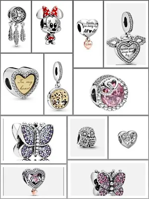 £13.99 • Buy Sterling Silver S925 Charms - Family Love, Heart, Butterfly, Mum, Bead And More
