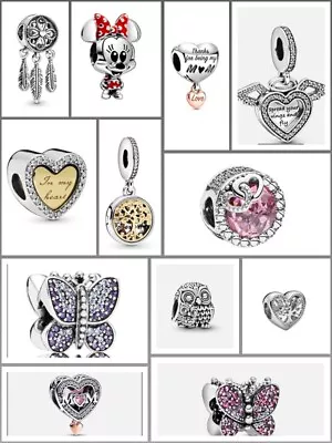 £13.99 • Buy Sterling Silver S925 Charms - Family Love, Heart, Butterfly, Mum, Bead And More