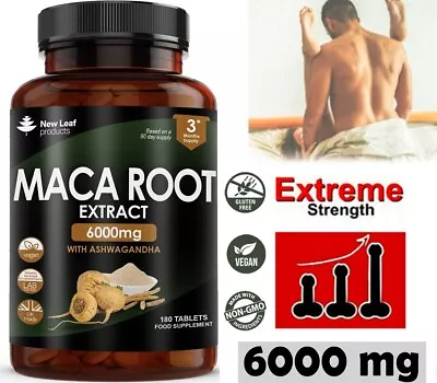 £19.93 • Buy 100% Peruvian Maca With Ashwagandha 6000mg - 180 Vegan Capsules 6 Month Supply