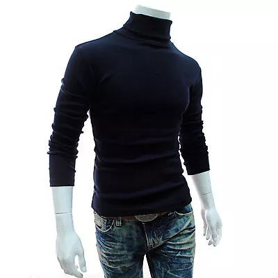 Long Sleeve Turtleneck Pullover Solid Color Stretchy Knitted Shirt For Autumn • $13.06