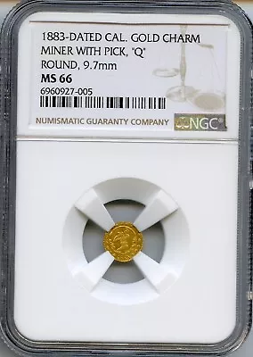 Rare 1883 Rd California Gold Token Miner W/pick  Q (doubled) / Ngc Ms66! Hr.6 • $595