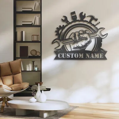 Custom Tools Repair Metal Wall Art LED Light Personalized Car Mechanic Handyman • $119.99