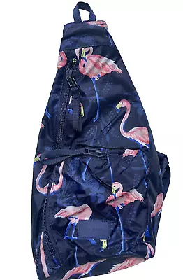 Vera Bradley Blue Pink Flamingo Party Mini Sling Backpack (JC) • $54