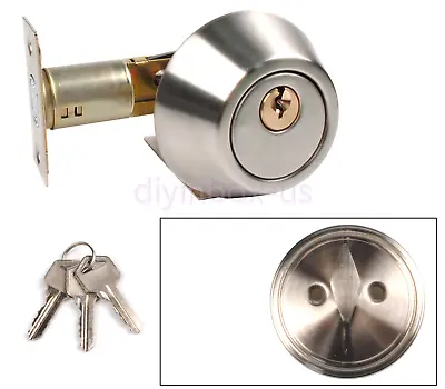 Silver Cylinder Deadbolt Door Lock Security Home Entry Handle Set With 3 Keys • $12.98