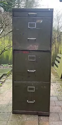 3 Drawer Vintage Green Metal Filing Cabinet Used • £25