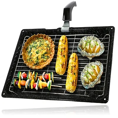 £18.79 • Buy Large Grill Pan For HOWDENS LAMONA Oven Tray Rack + Handle Set 380 X 280 Mm