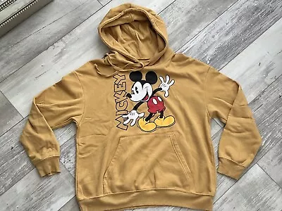 DISNEY Mustard Yellow MICKEY MOUSE Hoodie Sweatshirt Pullover L • $9.99