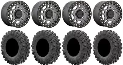 KMC Recon Beadlock 14  Wheels Gunmetal 32  MotoRavage Tires Kawasaki Teryx Mule • $1792