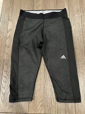 Men's Adidas Gray Black Jock 3/4 Spandex Tights Compression Pants Large • $23.80