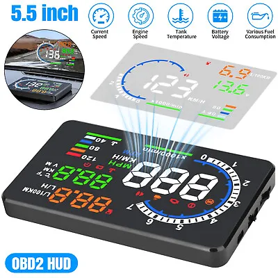 OBD II Car HUD Head Up Display 5.5'' Dash Screen Digital Speedometer Projector • $36.98