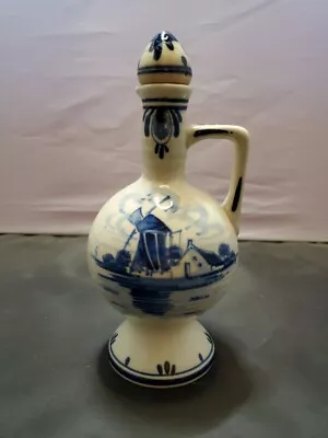 VINTAGE DELFT STYLE POURING VASE MADE AMSTERDAM HOLLAND P Hoppe Hand Painted • $29.99