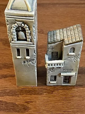 Miniature BELL TOWER And City Hall French Buildings ~5.5x3.5” Signed By Artist • $13.50