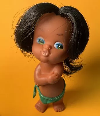 Vintage 1960s Hawaiian Girl Moody Cutie 5” Rubber Doll Crossed Arms Puckered Lip • $12