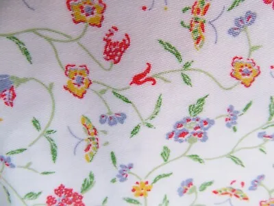 Laura Ashley Cotton Fabric 1979 'Cambria'  Floral 54  X 1 Y 25  White Background • $14