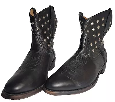 Miz Mooz Chavita Ankle Boots Womens Size 11 Black Leather Studded Western Shoes • $36