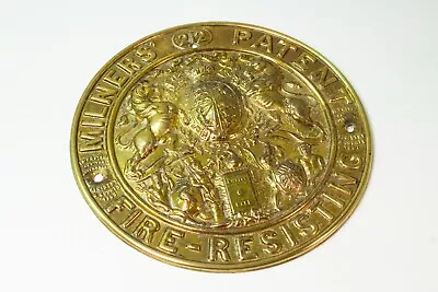 £21.70 • Buy Antique Milner's Fire Resisting Safe Plate / Plaque 212 Patent Brass 1857 - Bar