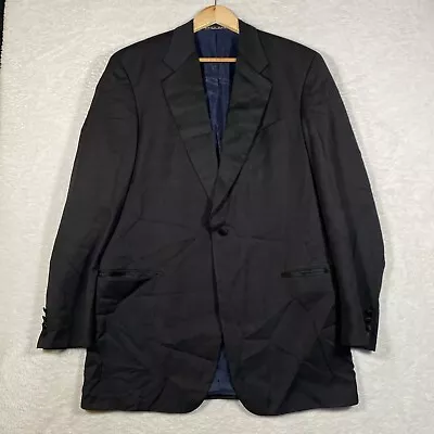 VTG Mens 44L Hugo Boss Black Slim Fit Wool Tuxedo Suit Jacket Blazer Super 100 • $51.43