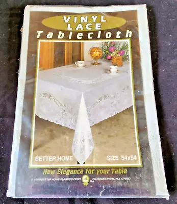 NEW!  Better Home Vinyl Tablecloth Square 54 X54  White Lace Look Easy Clean • $13.99