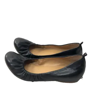 J. J.crew Womens Size 9 Leather Ballet Flats Slip On Shoes Black • $19.99