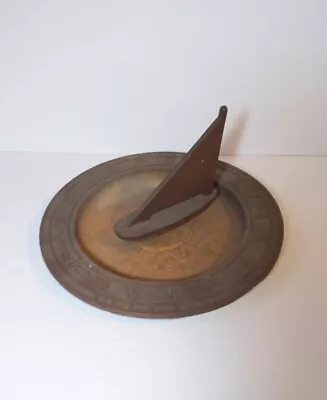 Vintage Sailboat Sundial Birdbath Sun Dial Cast Metal Bird Bath Tempus Fugit • $60