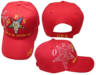 Mason OES Order Of The Eastern Star Red 100% Acrylic Shadow Embroidered Hat Cap • $12.88