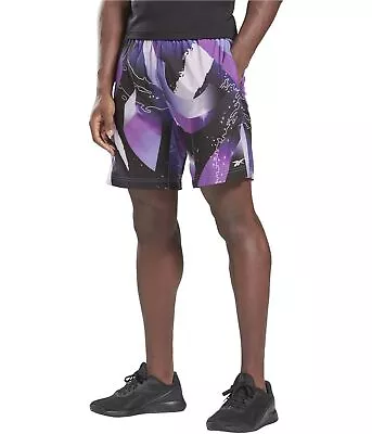 Reebok Mens Austin Retro Vector Athletic Workout Shorts Purple Medium • $29.42