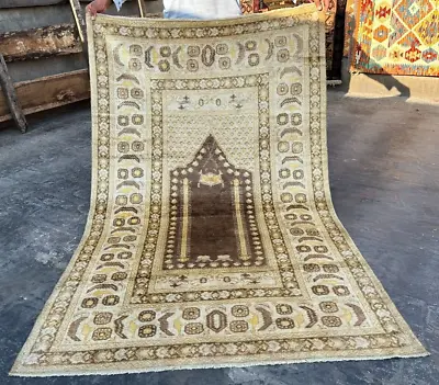 3'10 X 6'2 Ft Vintage Handmade Silk Rug Tribal Prayer Silk Rug L497 • $586.80