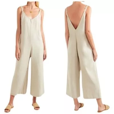 Staud Phoenix Wide Leg Linen Blend Jumpsuit Relaxed Fit Size XS • $165