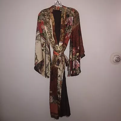 Zara Patchwork Look Polyester Lined Long Robe With Tie Size Large • $25