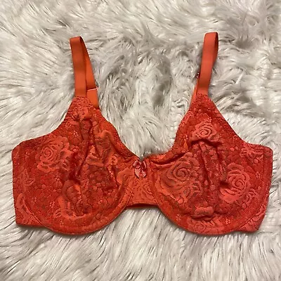 Wacoal 34DD Bra Coral Halo Lace Underwire Unlined Seamless 851205 • $21.99