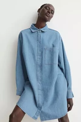 BNWT Brand New And Unworn Oversized Denim Shirt Dress Blue Size M By H&M • £24.99