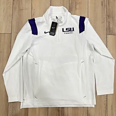 Nike LSU Tigers On Field 1/4 Zip Mens Jacket White DN6185-100 Size L • $56.05