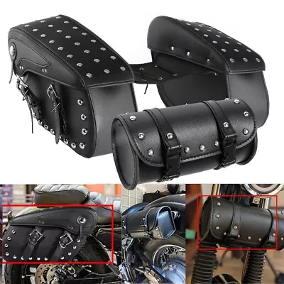 $145.99 • Buy Motorcycle Saddlebags + Tool Bag For Yamaha V-Star XVS 650 950 Classic Stryker