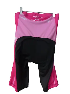 Monton Womens Hot Pink Black Padded Bike Bicycle Shorts Sportswear L • $28