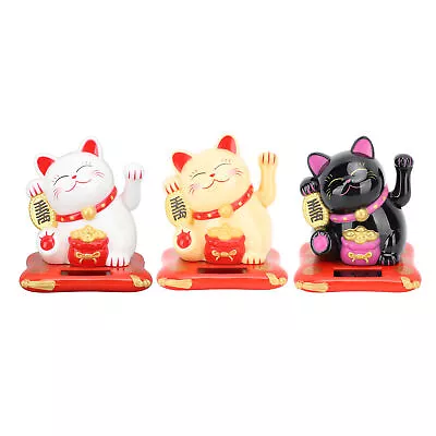 3.5in Lucky Fortune Cat Solar Powered Waving Lucky Cat Display Decoration UK • £8.76