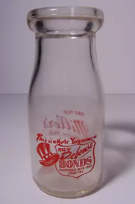 Vintage 1940s WWII US War Bonds Uncle Sam Top Hat Graphic Pyro Milk Bottle • $41.99