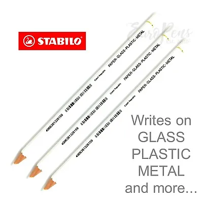 £6.95 • Buy STABILO White CHINAGRAPH CHINA MARKER Wax PENCILS X 3 For Plastic, Glass Metal