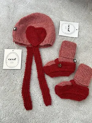 Oeuf NYC Baby Hat And Booties 0-6 Mths NWT • £29