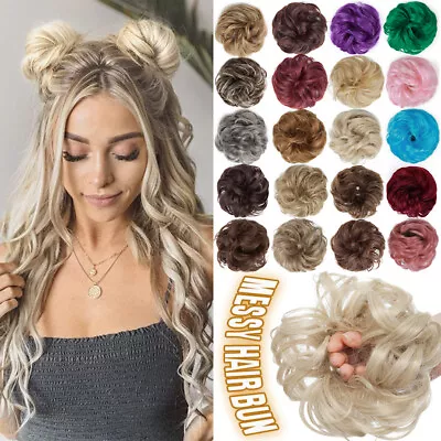 Natural Curly Messy Hair Bun Piece Updo Scrunchie Bobble Fake Hair Extensions US • $7.51