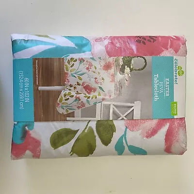 NEW WAY TO CELEBRATE EASTER SPRING 60x102 PEVA VINYL TABLECLOTH Floral Flowers • $14.99