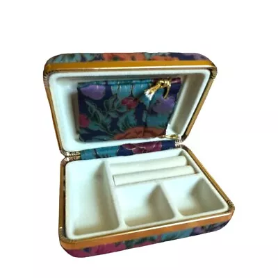 New In Box Vintage Travel Jewelry Case Floral Pattern Gold Trim 90s Jewelry Box • $29.99