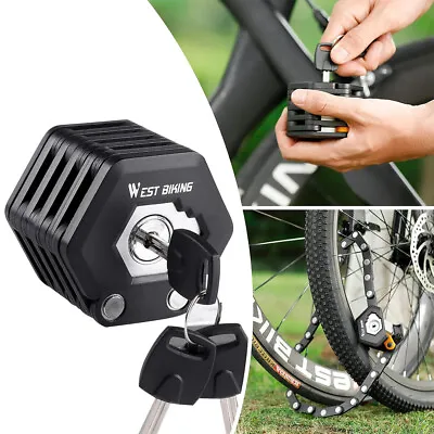 Foldable Bike MTB Locks Anti-Theft Bicycle Lock Security Bike Chain Lock W/Keys • $21.84