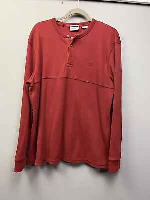 Timberland Henley Shirt Mens Large Waffle Knit Thermal Long Sleeve Burgundy • $16.99