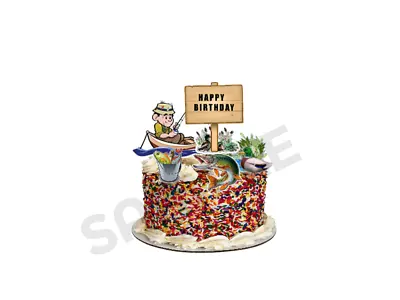 Set Of 7 Pcs FISHING Cake Toppers /Cake Decoration  Birthday Party Non- Edible • £3.99