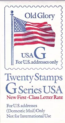 U.S. BOOKLET OF 20 SCOTT#BK221 1994 (32ct) RATE 'G' FLAG BLACK DENOM MINT P#2222 • $7.60